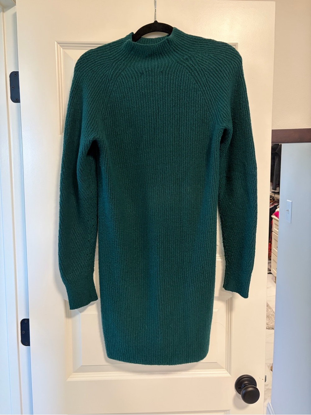 Cozy Teal Ribbed Turtleneck Sweater Dress - Women